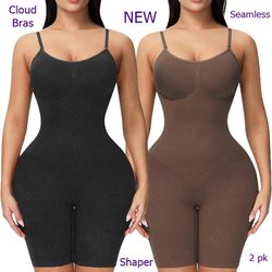 CLOUD BRAS Smoothing Seamless Full Bodysuit Shaper Small 2pk