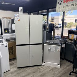 😍SAMSUNG BESPOKE WHITE GLASS FLEX REFRIGERATOR & MATCHING DISHWASHER😍
