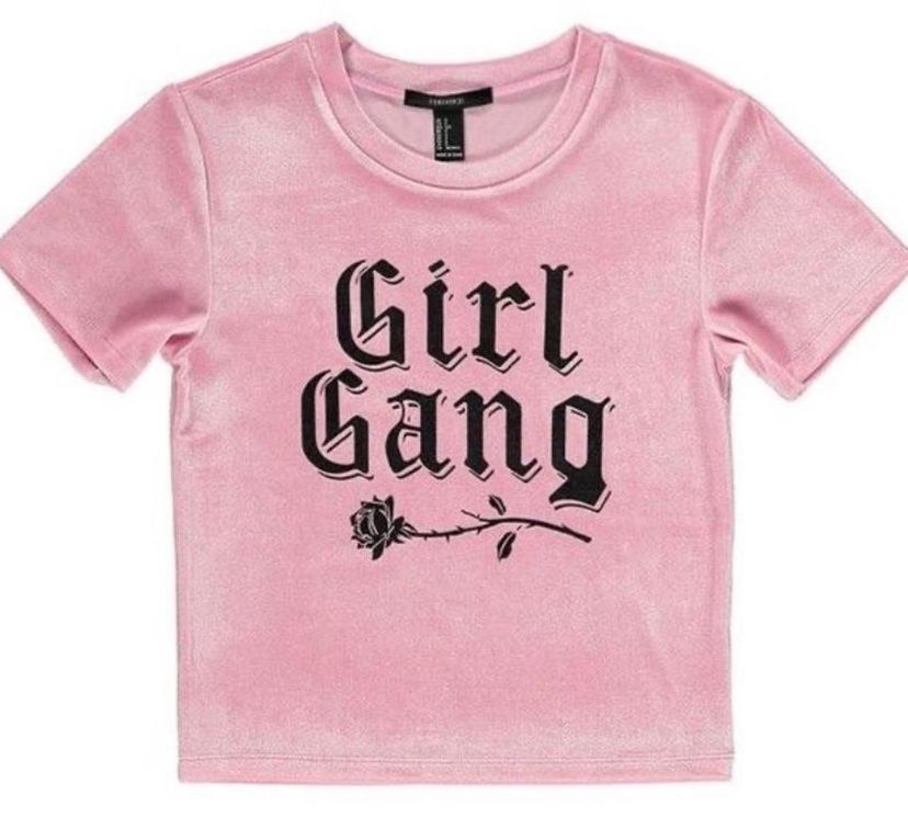 Girl Gang Velvet Feel Short Sleeve T Shirt 