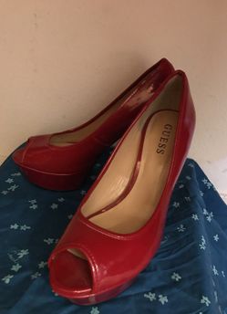 Red GUESS Peep Toe High Heels 👠