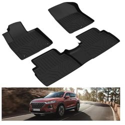 New Floor Mats for 2019 2020 Hyundai Santa Fe All Weather Mat Liners Front Rear 2 Row Seat TPE Slush Liner Black