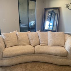 Contemporary Sofa, Cream Color, 7 Feet Long