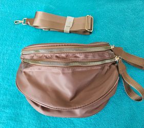 New Viral Emmafy Brown Crossbody Bum Bag with Gold Zippers