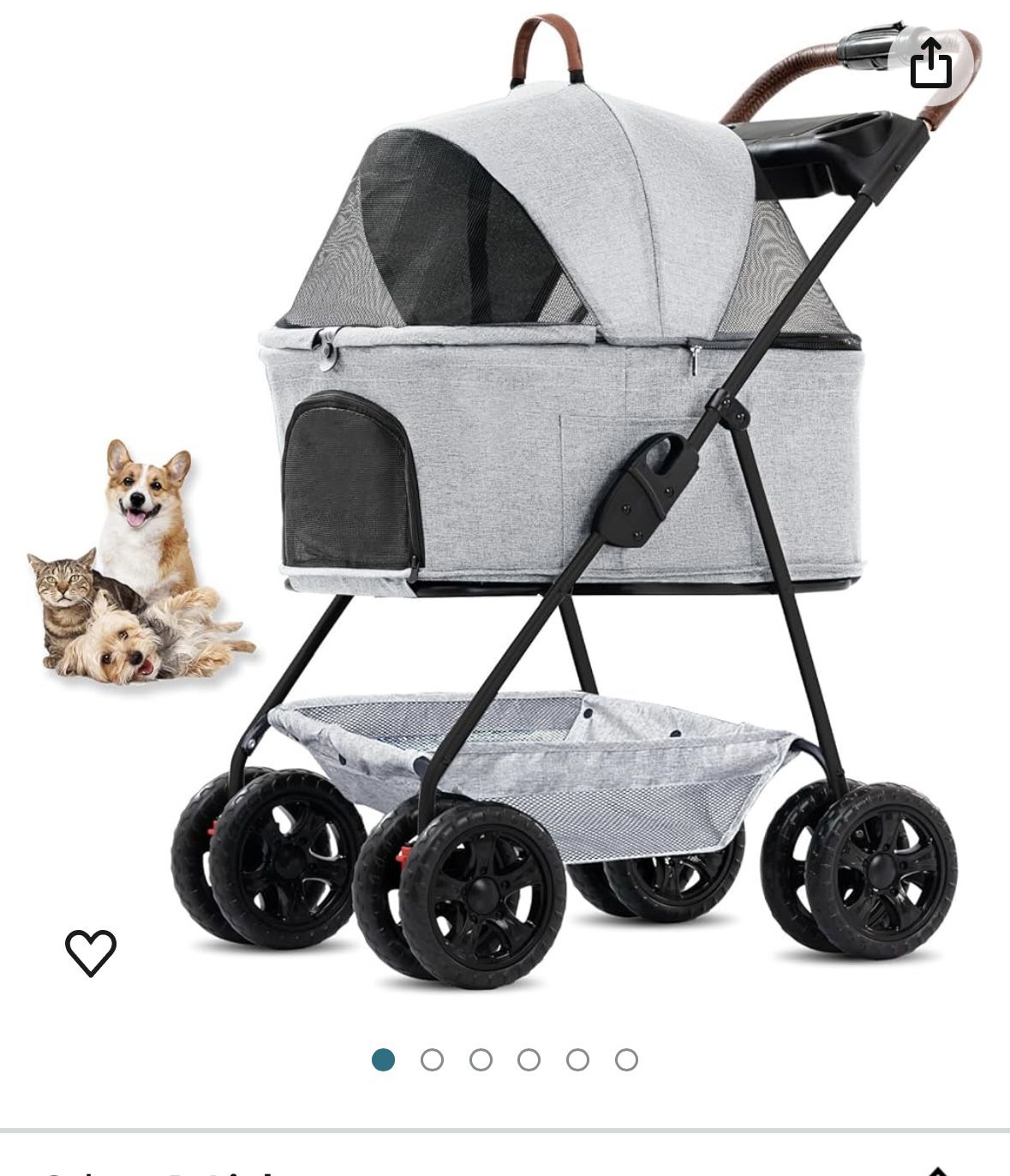 Pet Stroller, 3 in 1 Multifunction Pet Travel System,4 Wheel Foldable Pet Stroller with Storage Basket for Small Medium Dogs & Cats