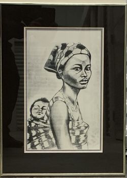 African Lady And Baby Print