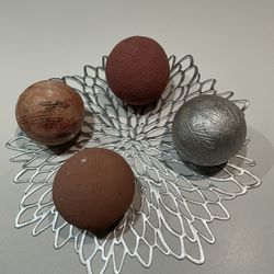 Decorative Sphere Set in Earth Tones, 4” in diameter 