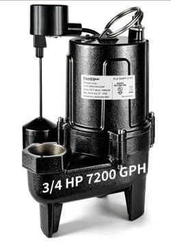 3/4 HP Sump Pump, Submersible Sewage/Effluent Pump, 7200 GPH
Heavy-duty cast iron construction, 32 FT max head, 2" NPT discharge, 2" solids handling,