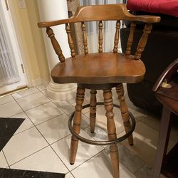 Heavy Solid Wood Bar Stools- Two (2)