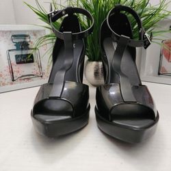 Melissa Black Jelly Heels Size 6 Peep Toe Rubber Platform Shoes 