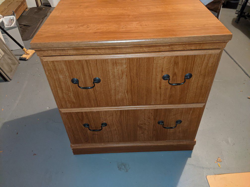 Two-drawer wooden file cabinet