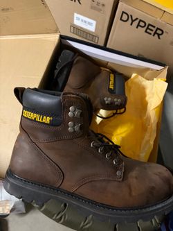 Men’s CAT second shift steel toe work boots, size 12