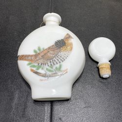 Ruffled Grouse Game Bird Milk Glass Decanter 