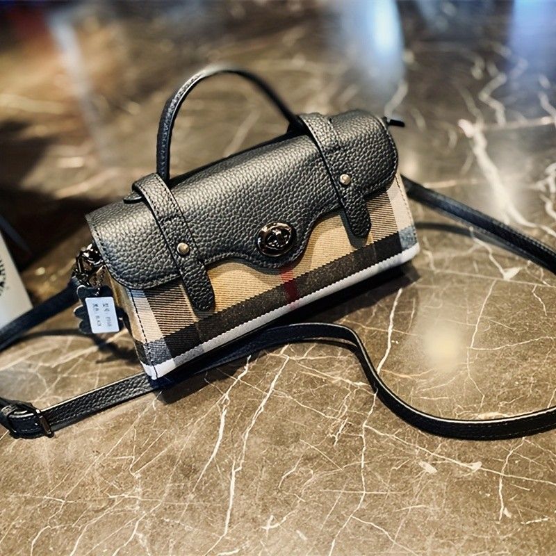 Vintage Plaid Women'S Bag, Handheld And Crossbody Dual-Use, Light Luxury Commuting Small Square Bag, Everyday Versatile Shoulder Bag