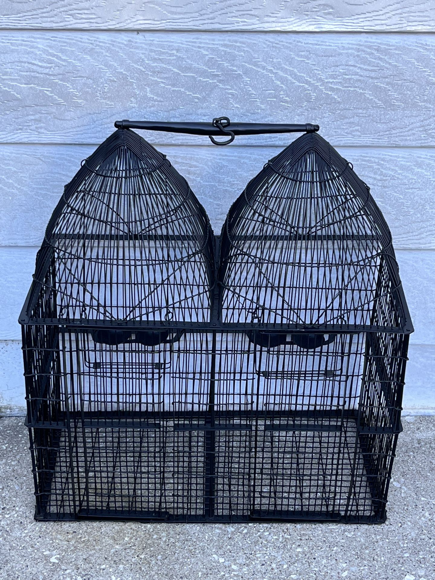 Hanging Or Tabletop Double Domed Iron Bird Cage 28” H x 25” W x 13” D