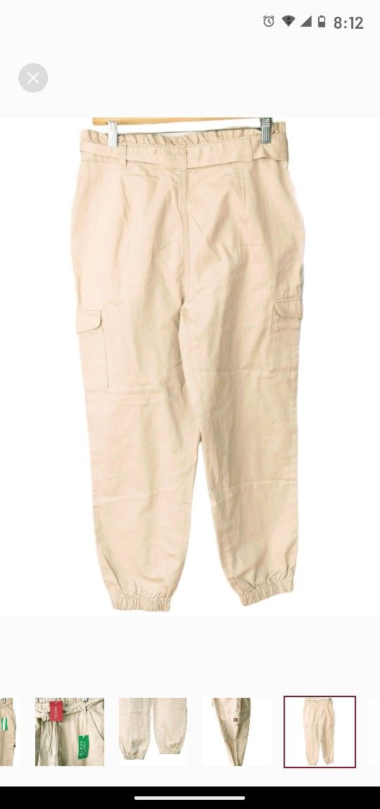 NWT Guess Khaki Padgett Twill Women's Cargo Pants.