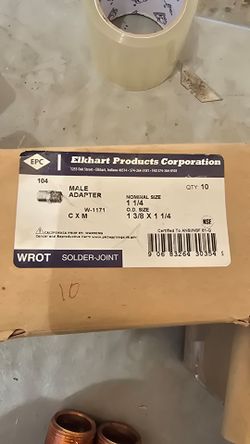 W-1171-MUEC   MUELLER ADAPTER MALE COPPER 1-3/8ODX1-1/4MPT