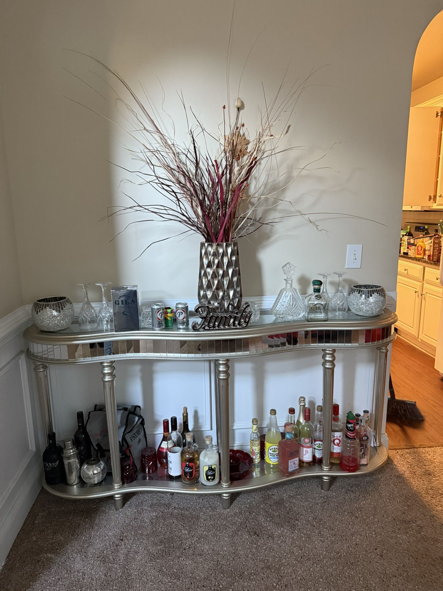 Wood And Mirror Buffet/Wine Bar