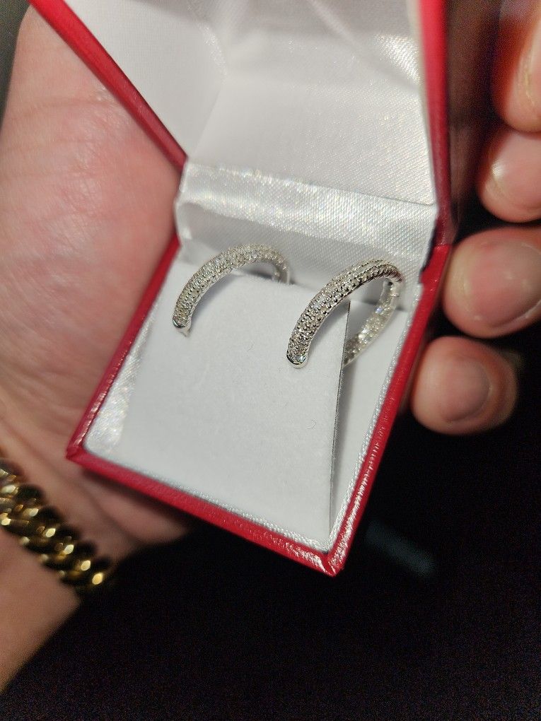 14k Diamond Pave Hoop Earrings