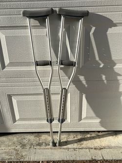 Pair of Adjustable Silver Underarm Crutches