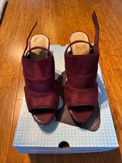 IMPO Burgundy Suede Open-Toe Heels 7.5