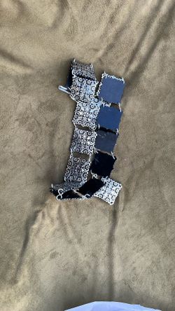 Belts, Black And Silver Metallic Design