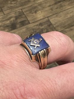 Vintage 1940s 10K Solid Gold Masonic Men’s Ring Size 10.5