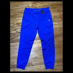 Psycho Bunny French Terry Joggers blue w Zipper Back Pocket Men’s sz L NEW! 