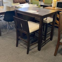 Timbre Cherry Counter Height Dining Table W 2 Timbre Dining Stools