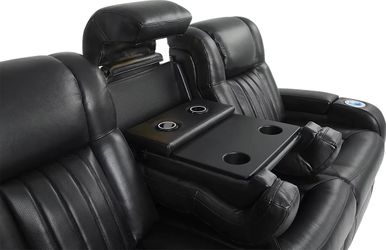 Black leather Couches - 5 Seater