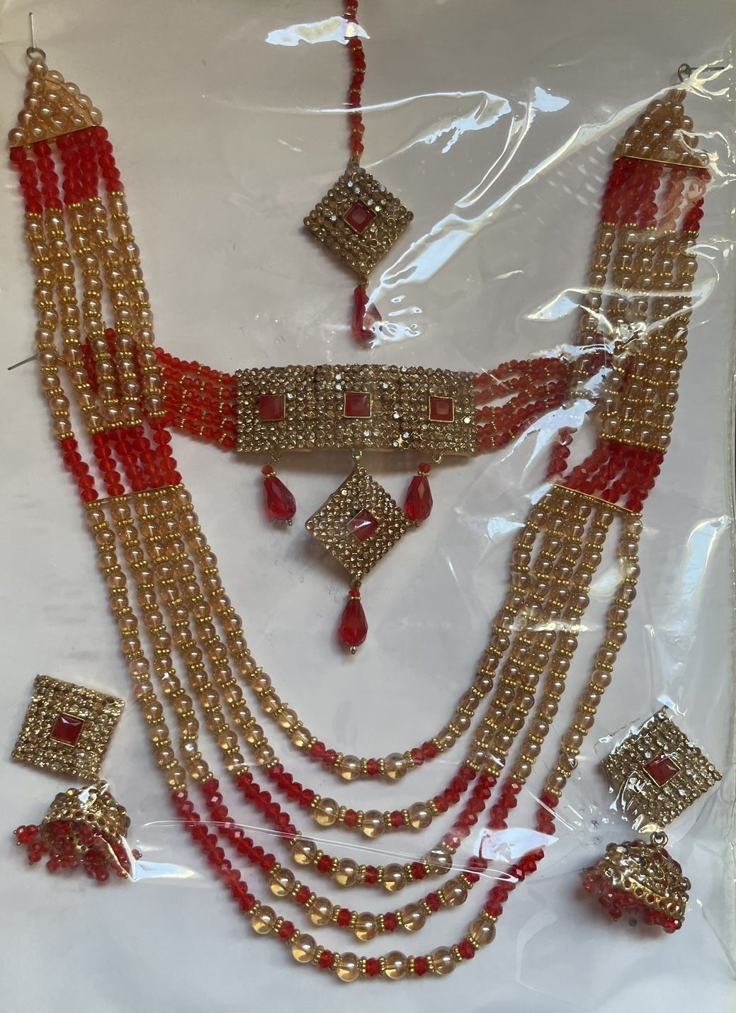 Red and Golden Jewelry Set 