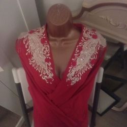 Beautiful Hand Painted & Beaded Christmas Wrap/Blazer Garment
