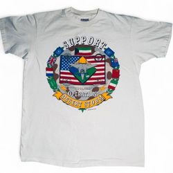 Operation Desert Storm white cotton t-shirt #military size XL 🌟 Operation Desert Storm vtg t shirt    #90s #desertstorm #army #hardcore   psychedelic