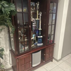 China Cabinet Cherry Wood Glass 
