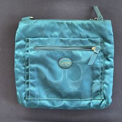 Coach Signature Nylon Blue Crossbody Adjustable Bag