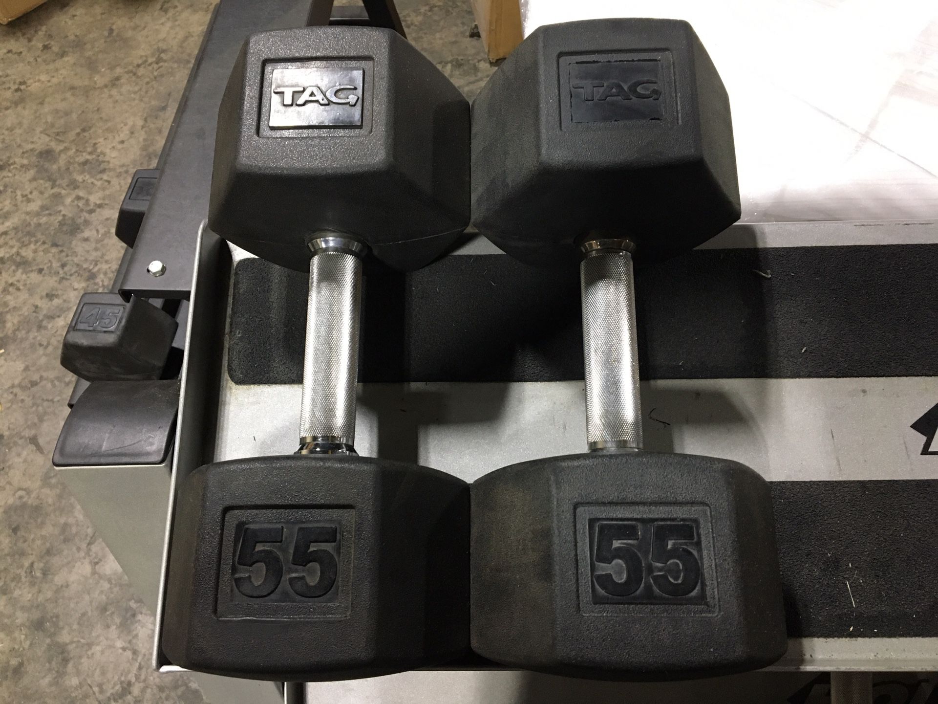 55lbs Tag Rubber Coated Dumbbells