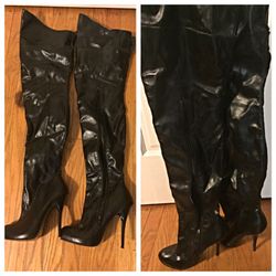 Women's black knee boots
