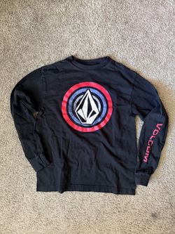 Volcom Long Sleeve Graphic Tee Black Stone Logo Size M Pre-Owned