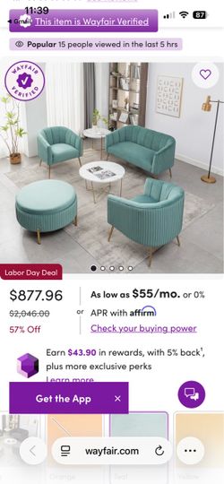 Teal couch set