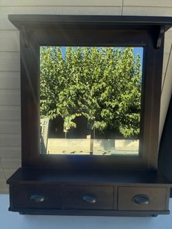 Beautiful Wooden Wall Mirror with Storage