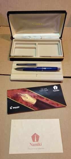 Vintage Namiki Vanishing Point Faceted Blue Fountain Pen 14k Gold Nib