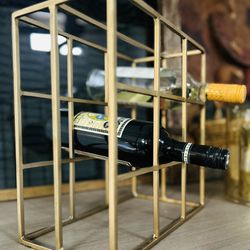 New Gold Metal Wine Rack Home Decor Accessory Organization 