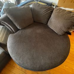 Oversized Brown Round Chair- Fits Multiple People. Good Condition