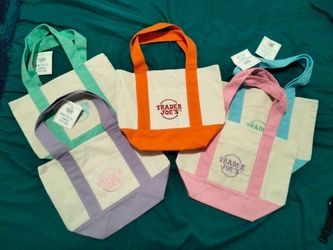 Trader Joe's Mini Canvas Tote Bags Set of 5