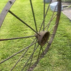 Antique 43” 16 Spoke Steel Wagon Wheel