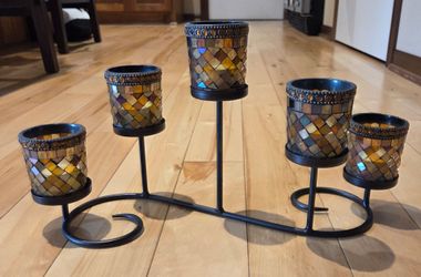 PartyLite Global Fusion Mosaic Votive/Tealight Candle Holder (8" tall x 15.5" long x 4" wide)