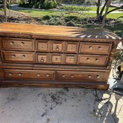 Solid oak chest of drawers and two nightstands hundred dollars for all three or best offer