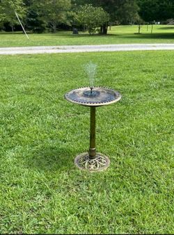 Birdbath Copper Bronze 28" with Solar Fountain