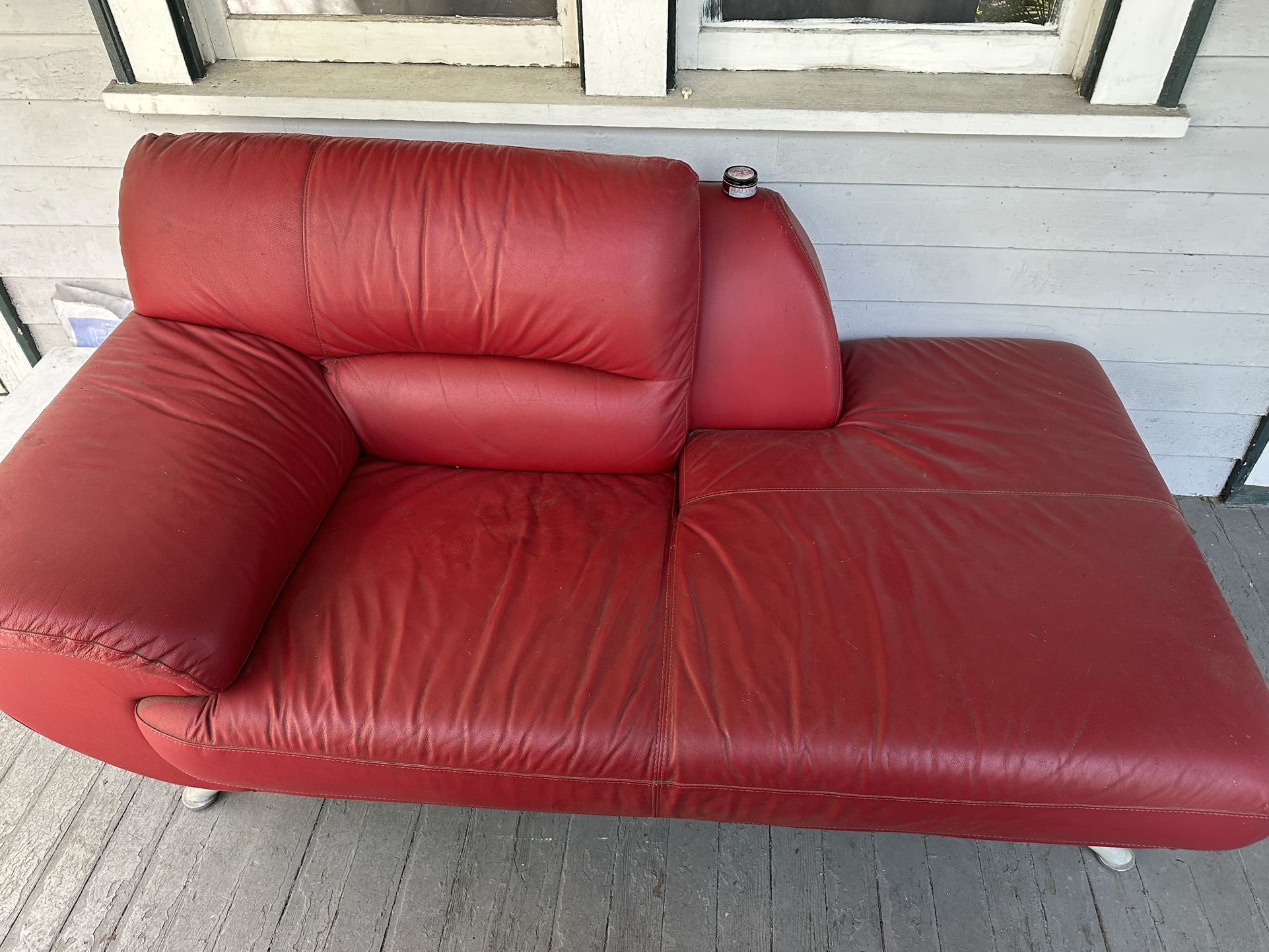 Red Leather Loveseat