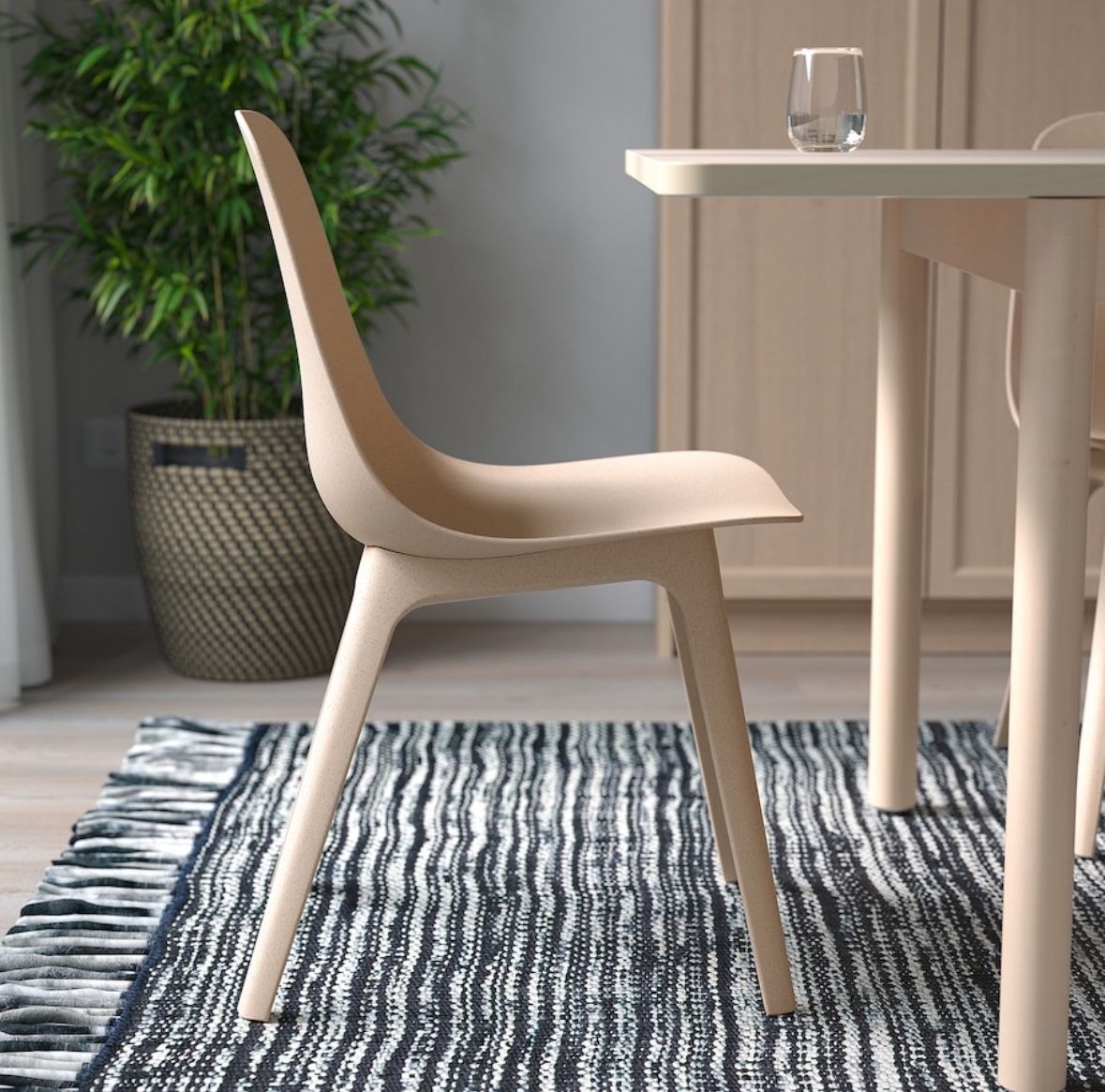 Two Ikea ODGER Dining Chairs In Cream And Navy