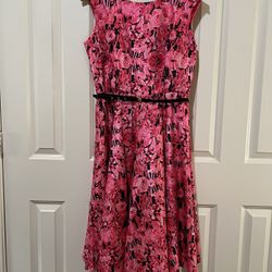 Gabby Skye Dress - Size 10 - Bright Pink Floral Pattern